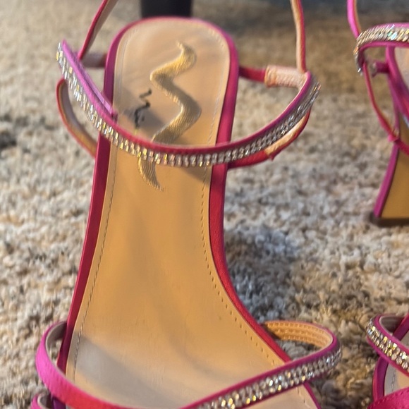 Nina Pink Strappy Heels with rhinestone detailing  dainty straps - Picture 4 of 8